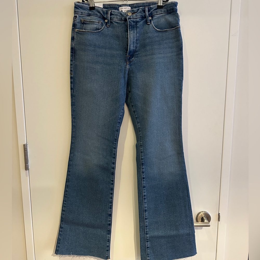 Good American Good Classic high-rise bootcut jeans